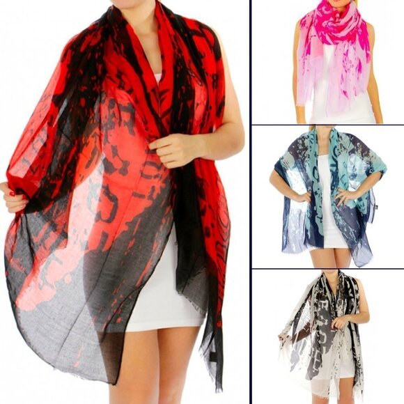 NWT Lightweight Kiss and Love Graphic Scarf - Picture 15 of 15